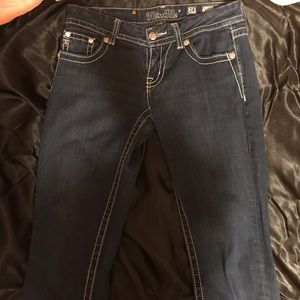 Miss Me Dark Wash Skinny Jeans with Rhinestones